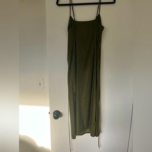 Olive Green Silk Midi Slip Dress Urban Outfitters NWT